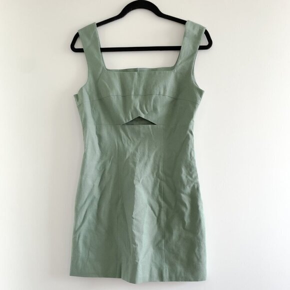 AVEC LES FILLES Linen Square Neck Cutout Dress - Picture 2 of 13